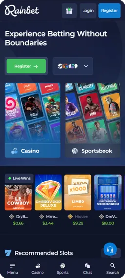 Rainbet Casino homepage Nederland